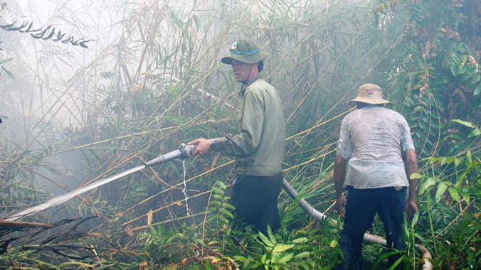 Lực lượng PCCC tại hiện trường.