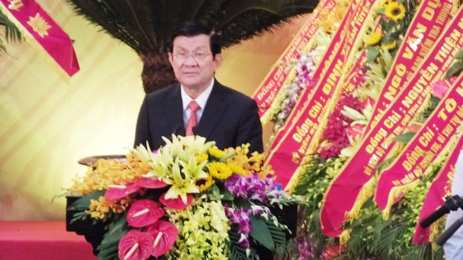 Chủ tịch nước Trương Tấn Sang phát biểu tại đại hội. Ảnh: Hoàng Lam.