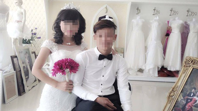 Chú rể và cô dâu trong đám cưới gây xôn xao dư luận. Ảnh:Facebook nhân vật.