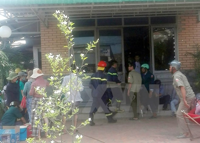 Hiện trường nơi xảy ra vụ cháy. Ảnh: Công Thử/TTXVN.