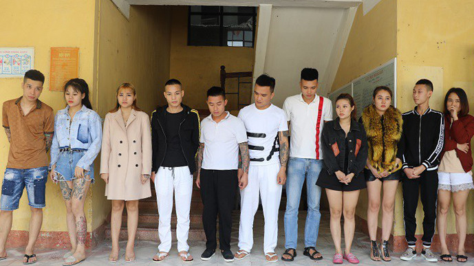 Các đối tượng phát hiện sử dụng ma túy. Ảnh: Công an Vĩnh Phúc.