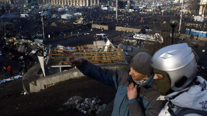 Quang cảnh trên Quảng trường Độc lập hôm 21/2 yên tĩnh hơn vài ngày trước. Ảnh: AP