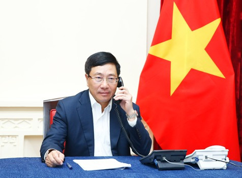 Phó Thủ tướng Phạm Bình Minh tại cuộc điện đàm. (Ảnh: BNG)