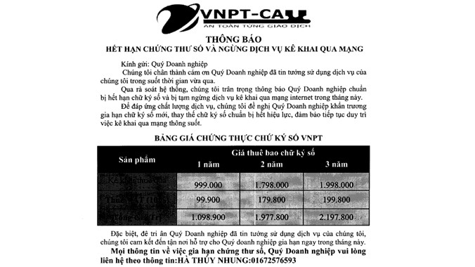 Nội dung email của kẻ mạo danh Tập đoàn gửi khách hàng sử dụng VNPT.