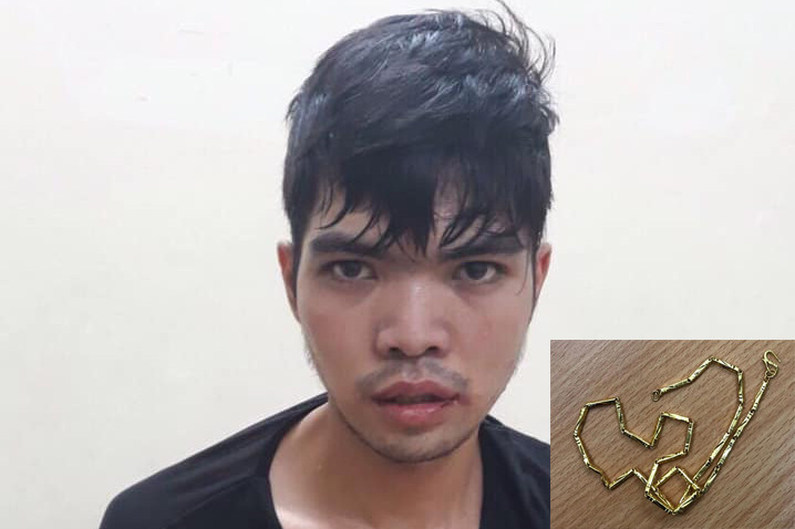 Đối tượng Trường cùng tang vật.