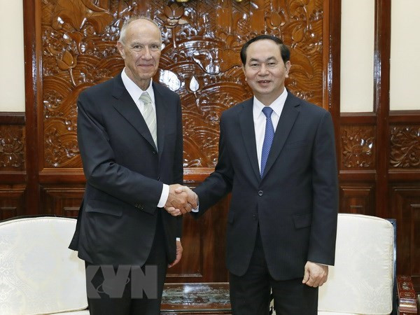 Chủ tịch nước Trần Đại Quang tiếp Tổng Giám đốc Tổ chức Sở hữu trí tuệ thế giới, ông Francis Gurry, vào chiều 21/3/2017. (Ảnh: Nhan Sáng/TTXVN) 