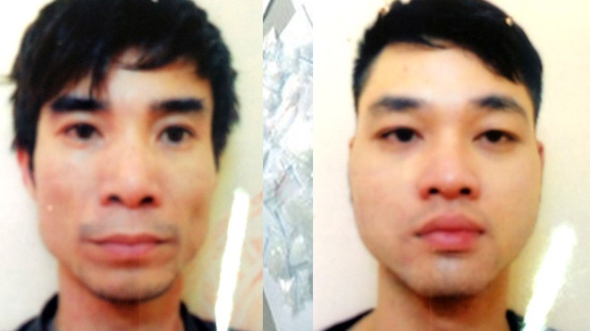 Chình (trái) và Tươi cùng tang vật liên quan