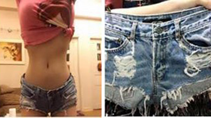 Ảnh quảng cáo quần soóc và áo phông của một hot girl Việt mới đăng tải gần đây.