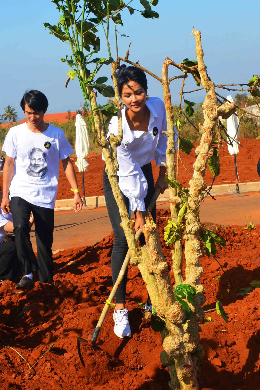 Hoa hậu H'Hen tích cực trồng cây