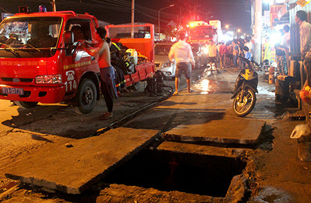 Cống thoát nước nơi bé Tỷ bị cuốn xuống dưới