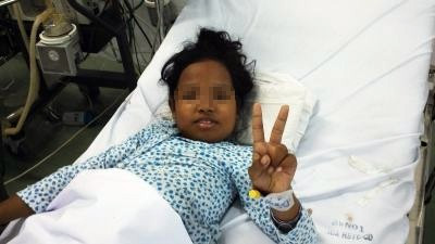 Bé Th. đã bình phục sau hơn một tuần điều trị. Ảnh: Bệnh viện Nhi đồng 1.