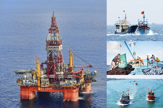 Tham vọng độc chiếm biển Đông của Trung Quốc không thay đổi, giàn khoan 981 chỉ là một ví dụ. Mặc dù bị vây ráp ngăn cản nhưng ngư dân Việt Nam vẫn kiên cường bám ngư trường và tiếp tục khai thác trên biển chủ quyền. Ảnh: T.L