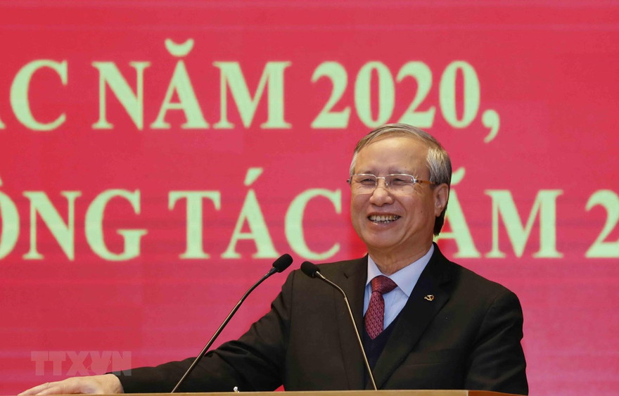Thường trực Ban Bí thư Trần Quốc Vượng phát biểu chỉ đạo Hội nghị. (Ảnh: Phương Hoa/TTXVN)