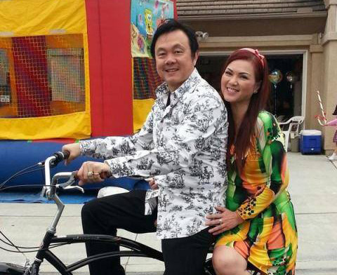 Nghệ sĩ Chí Tài và vợ- chị Phương Loan (hay còn gọi là bé Heo). 