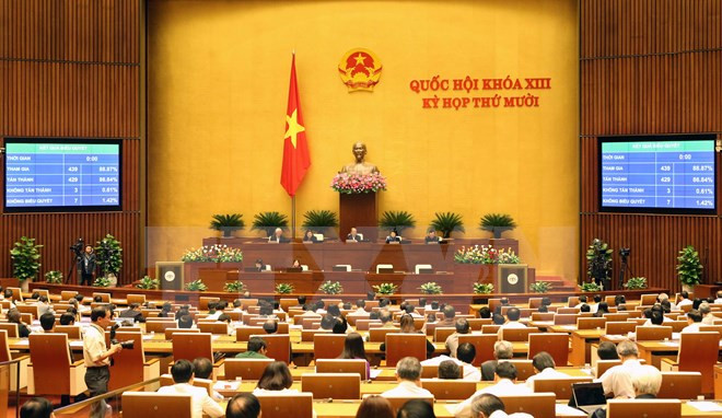 Toàn cảnh kỳ họp thứ 10 của Quốc hội khóa XIII. (Nguồn: TTXVN) 