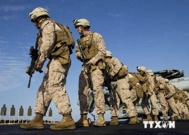 Binh sỹ Mỹ trong một cuộc tập trận hồi năm ngoái. (Nguồn: AFP/TTXVN)