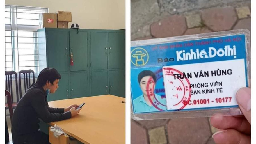 Thẻ phóng viên giả nam tài xế xuất trình tổ công tác.