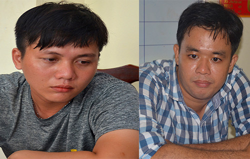 Thiên (trái) và Nghĩa tại cơ quan công an