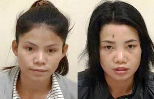 Hai chị em Niệm tại cơ quan công an