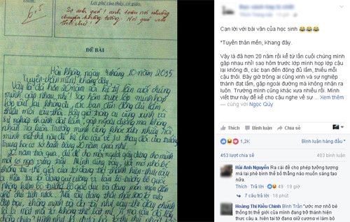 Phì cười với bài văn khiến cô giáo phê 'Sợ quá, nói quá vừa thôi chứ'