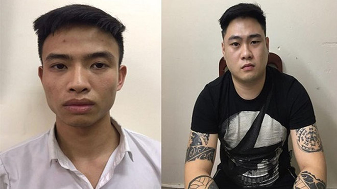 Hai đối tượng tại cơ quan điều tra.