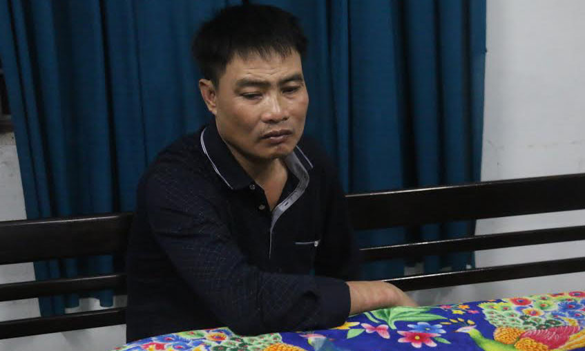 Đối tượng Tấn tại cơ quan điều tra. 