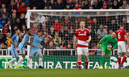 Đánh bại Boro là bước chạy đà tốt của Man City trước khi họ trở lại với vòng 1/8 Champions League. Ảnh: Reuters.