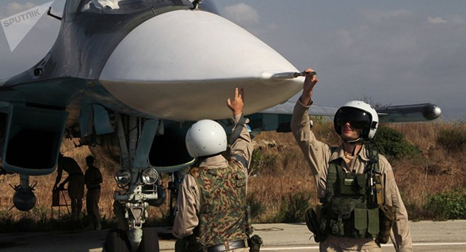Máy bay Nga ở căn cứ không quân Hmeimim. Nguồn: Sputnik.