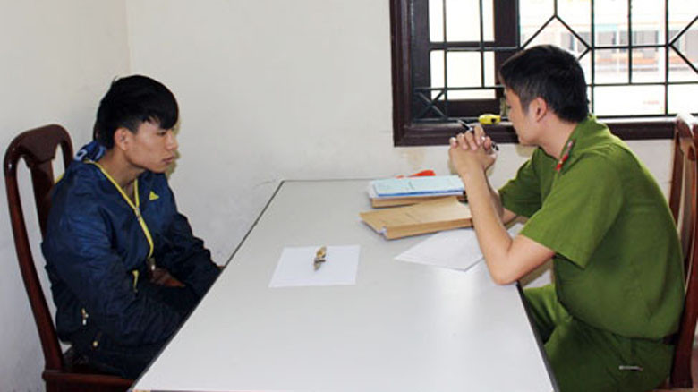 Đối tượng Hồ Văn Hà tại cơ quan điều tra.