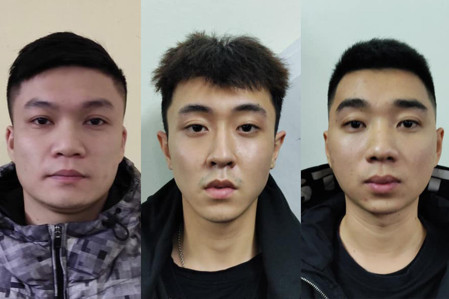 Nhóm đối tượng bị bắt giữ. Ảnh Công an Hà Nội