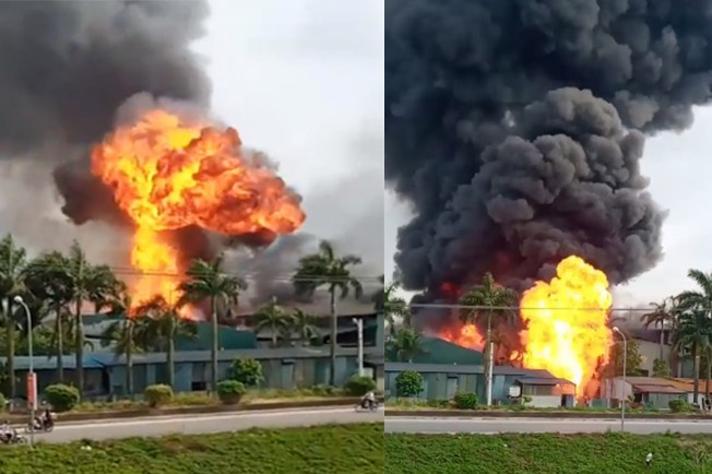 Vụ cháy kho xảy ra tại Long Biên cuối tháng 6/2020.