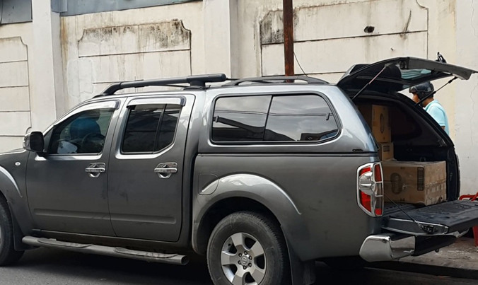 Chiếc ô tô dùng để vận chuyển thuốc lá lậu.