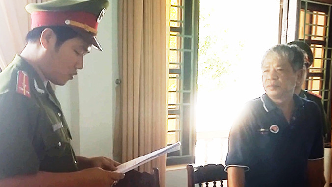 Ông Đào Văn Linh tại cơ quan công an. Ảnh: CTV.