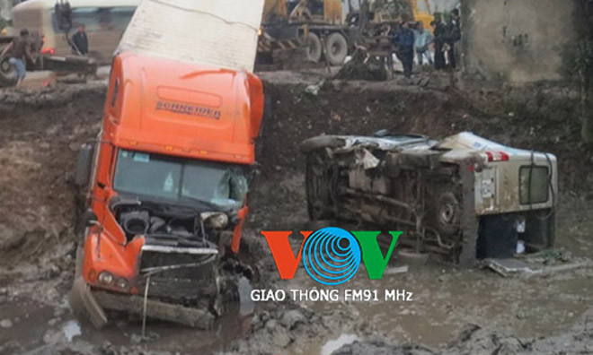 Hiện trường vụ tai nạn. Ảnh: VOV giao thông