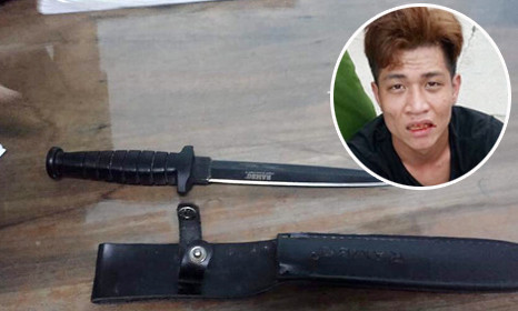 Con dao và đối tượng Lê Trung Hòa khi bị bắt