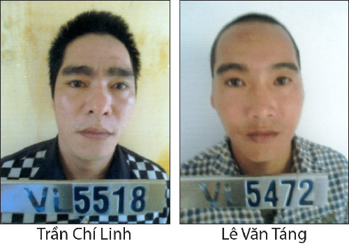 Hai phạm nhân Linh và Táng - Ảnh: Công an huyện Vĩnh Lợi