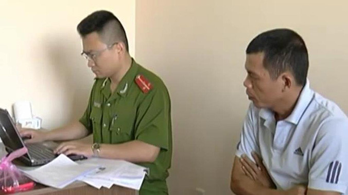 Công an làm việc với đối tượng Lê Kim Đính.