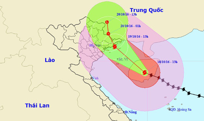 Vị trí và dự báo đường đi của cơn bão số 7. Nguồn: Trung tâm dự báo khí tượng thủy văn Trung ương.