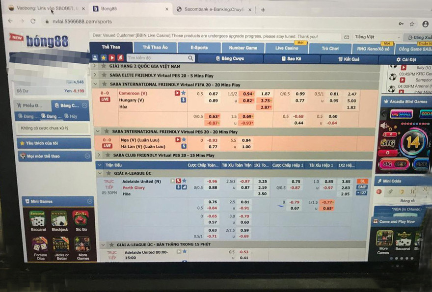 Một hình ảnh dữ liệu trong vụ đánh bạc do Tuyển cầm đầu.