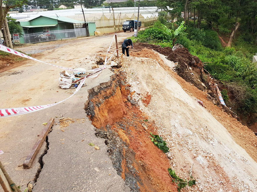 hiện trường vụ sạt lở