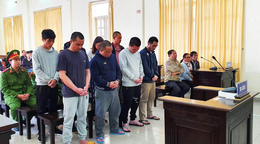 8 bị cáo tại phiên tòa sơ thẩm