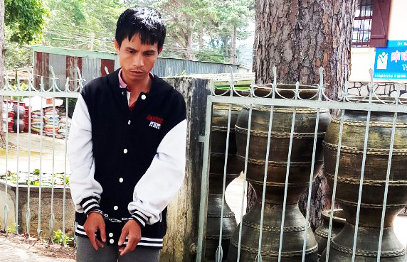 Nguyễn Văn Thọ tại nơi thực nghiệm điều tra