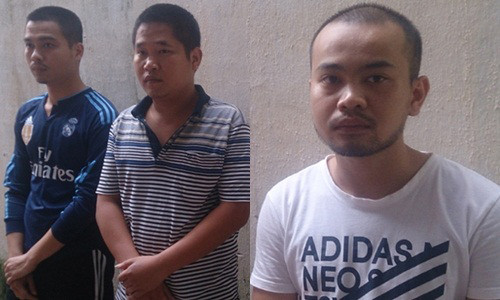 Ba trong số năm nghi can bị khởi tố ( từ trái qua Hoài, Đại, Đức). Ảnh: Cảnh sát cung cấp