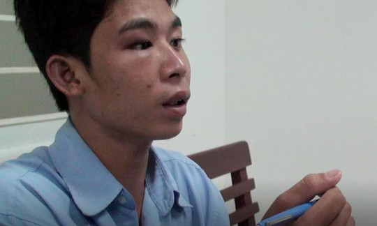 Tuấn Anh tại cơ quan điều tra. Ảnh: Người lao động