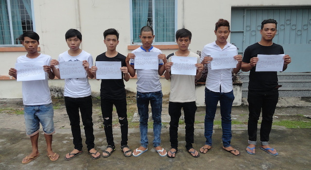 Nhóm thanh niên tham gia hỗn chiến được mời về trụ sở Công an làm việc