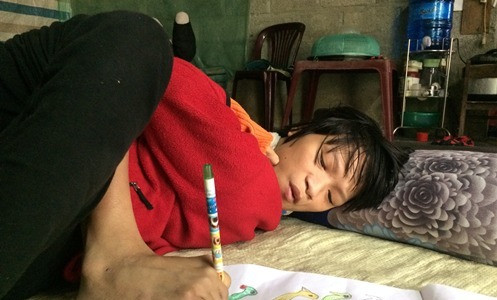 Cô gái nhiễm chất độc da cam vẽ tranh bằng chân