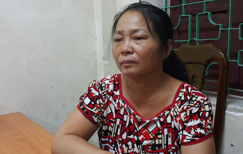 Tạ Thị Tuyết tại cơ quan điều tra. Ảnh: Hải Bình.