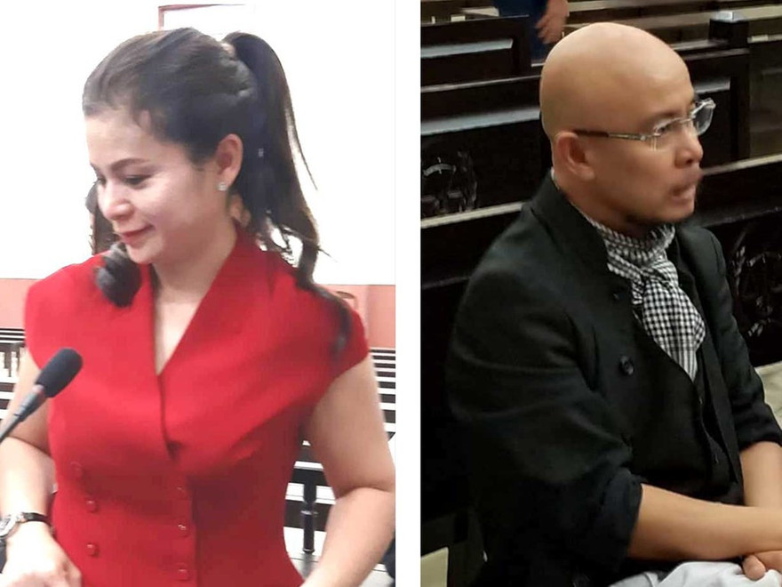 Bà Thảo và ông Vũ tại tòa. Ảnh: Tân Châu.