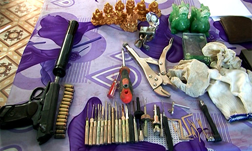 Tang vật cảnh sát thu được khi bắt giữ Tâm. Ảnh: C.A