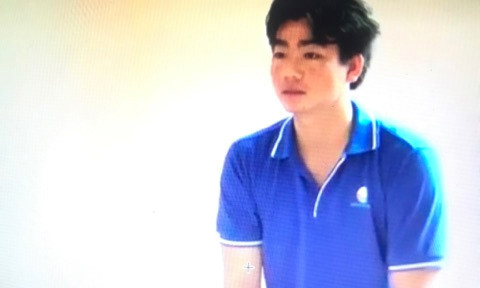 Ngô Thanh Hiểu tại cơ quan điều tra. Ảnh: Công an cung cấp